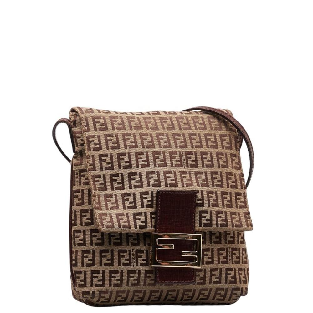 Beige Canvas Fendi Shoulder Bag