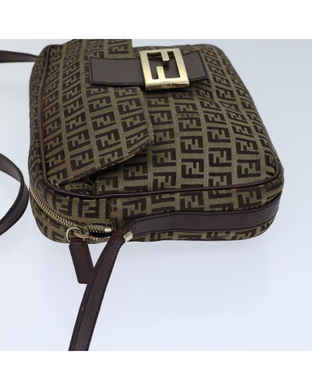 Beige Canvas Fendi Shoulder Bag