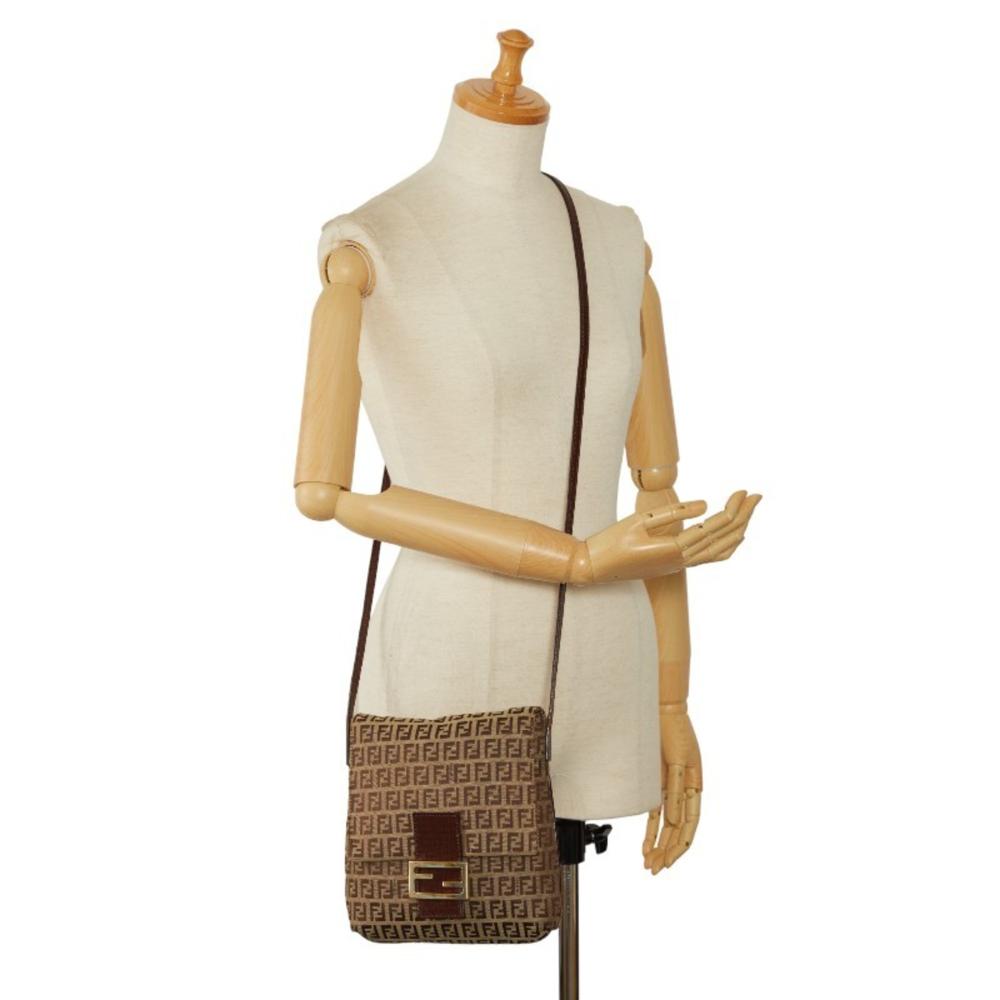 Beige Canvas Fendi Shoulder Bag