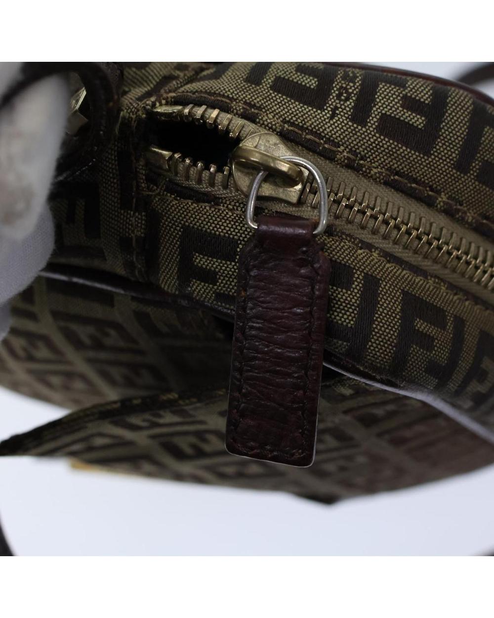 Beige Canvas Fendi Shoulder Bag