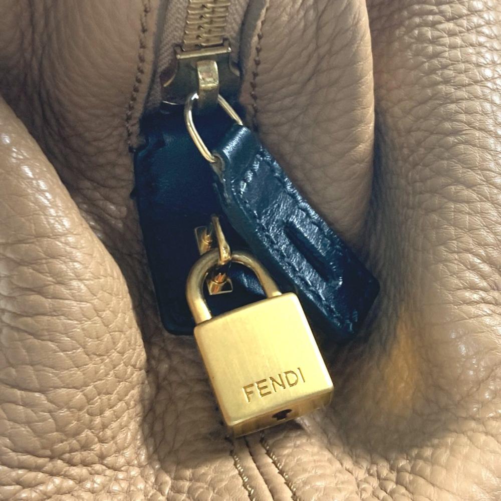Beige Leather Fendi Shoulder Bag