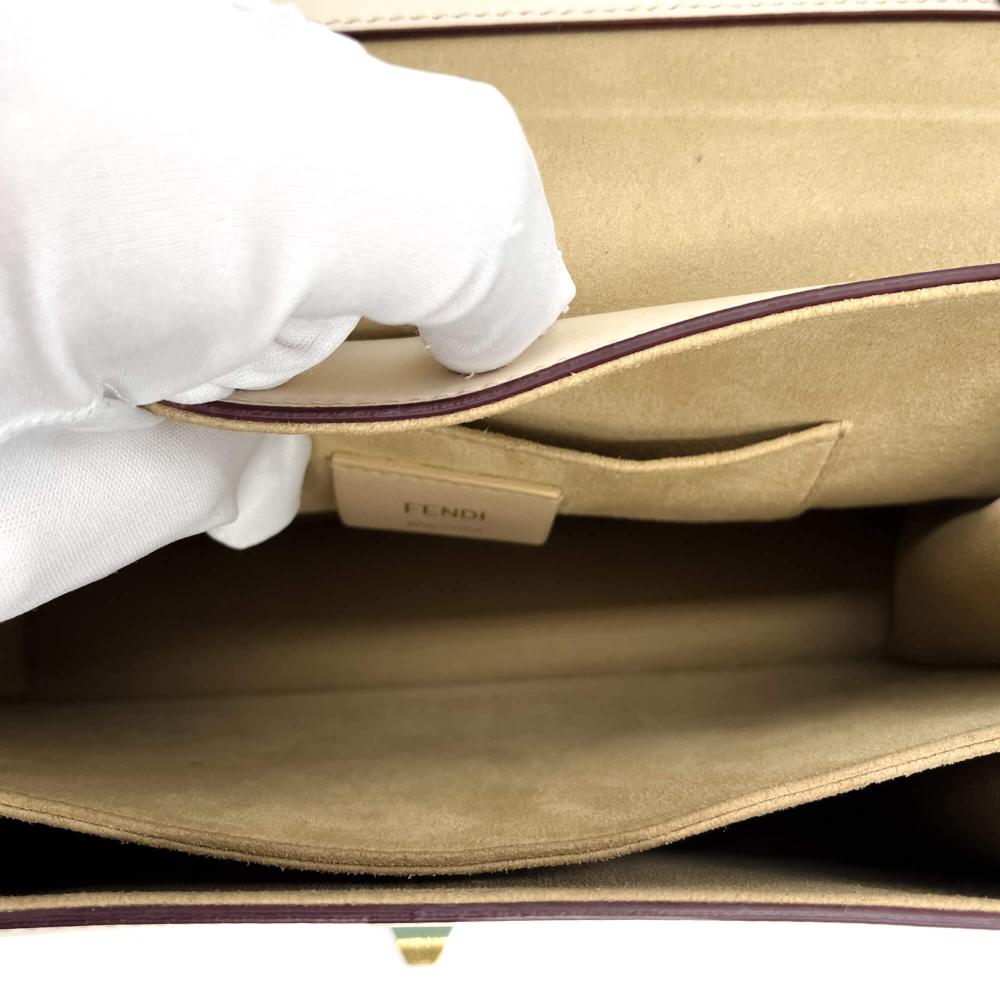 Beige Leather Fendi Shoulder Bag