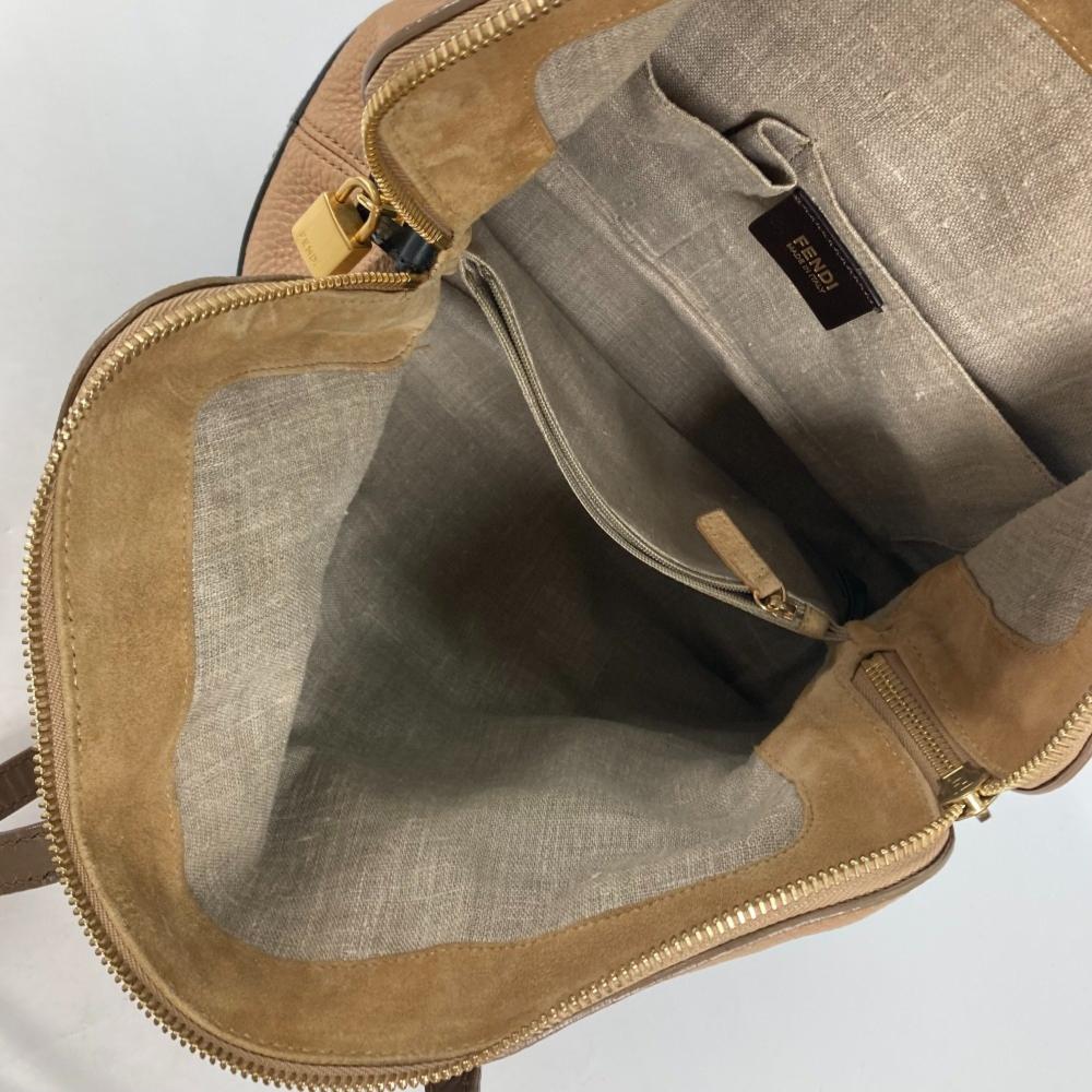 Beige Leather Fendi Shoulder Bag
