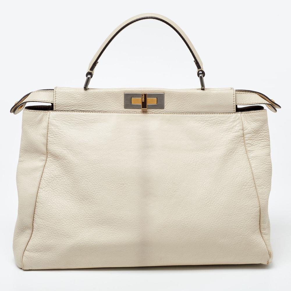 Beige Leather Fendi Peekaboo