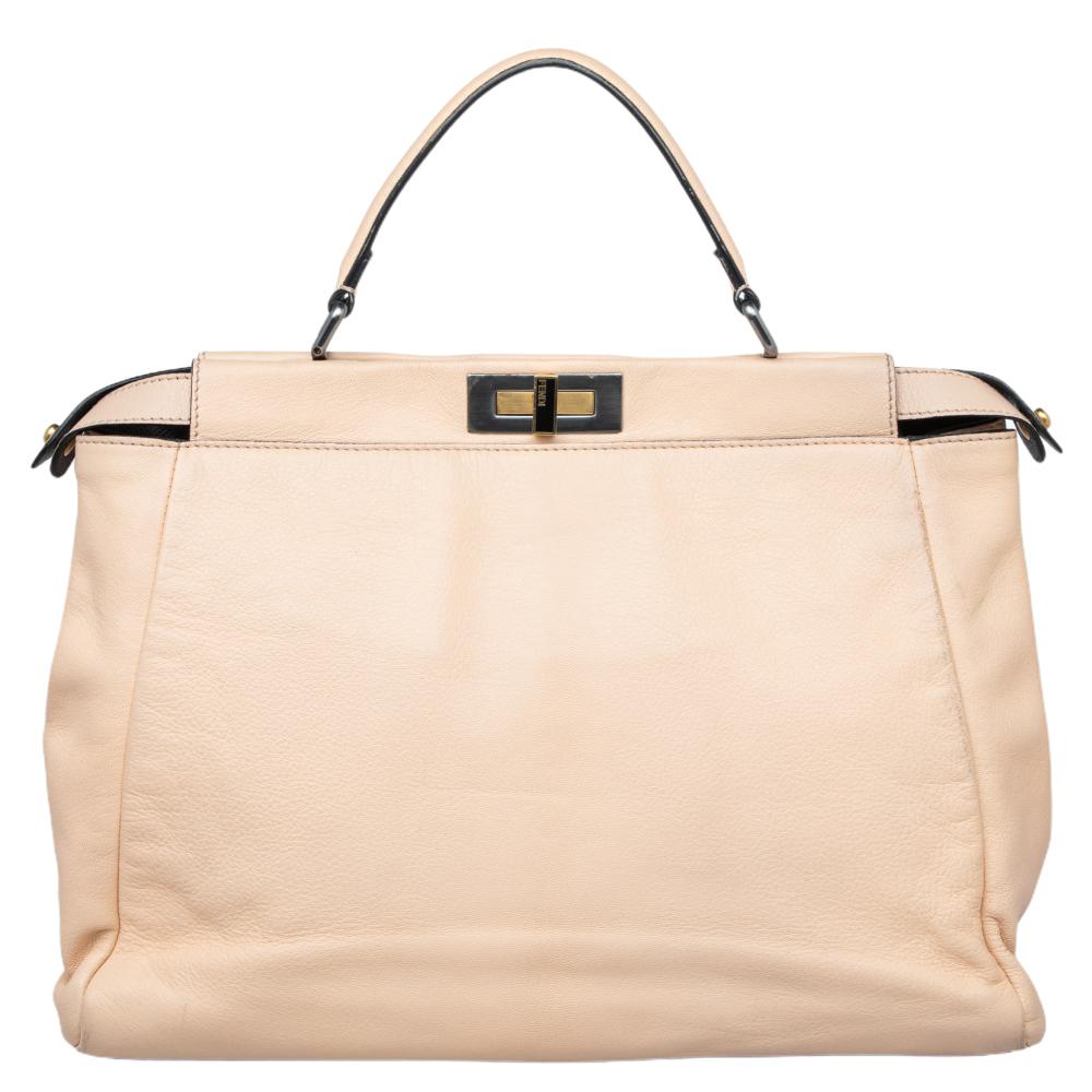 Beige Leather Fendi Peekaboo