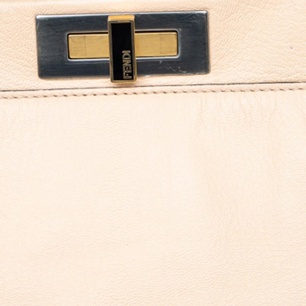 Beige Leather Fendi Peekaboo