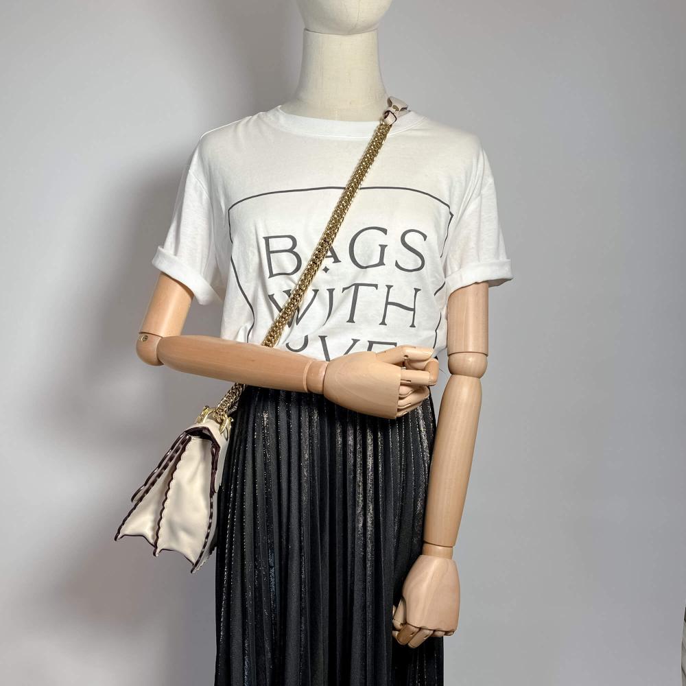 Beige Leather Fendi Shoulder Bag