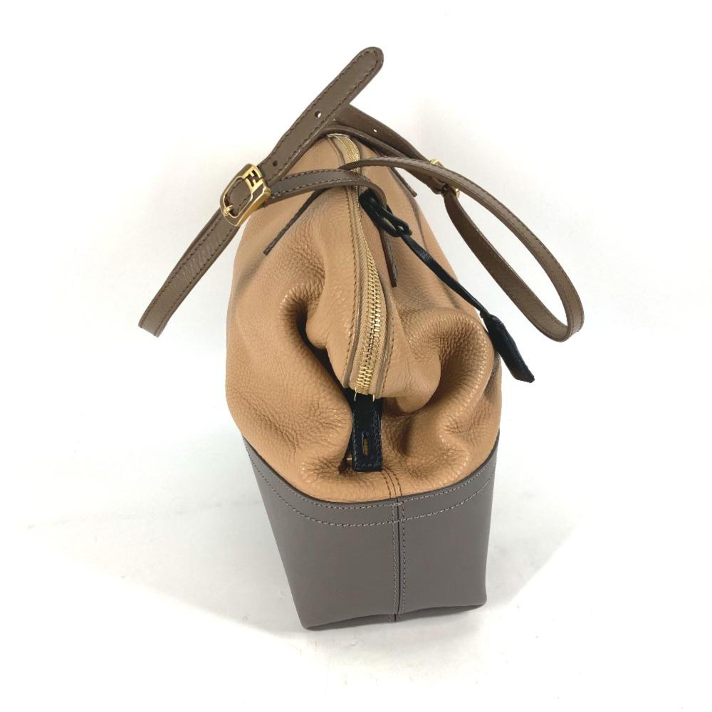 Beige Leather Fendi Shoulder Bag