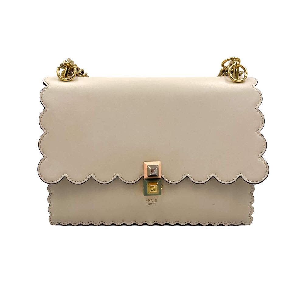 Beige Leather Fendi Shoulder Bag