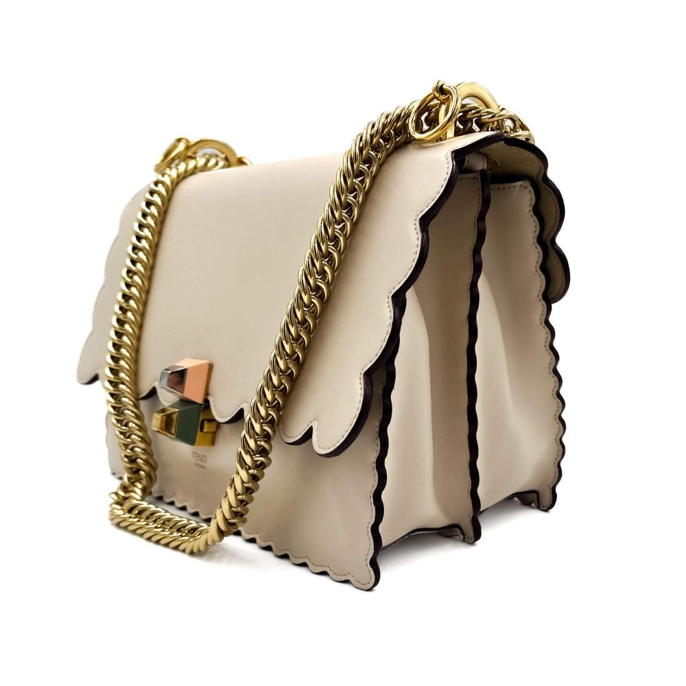 Beige Leather Fendi Shoulder Bag