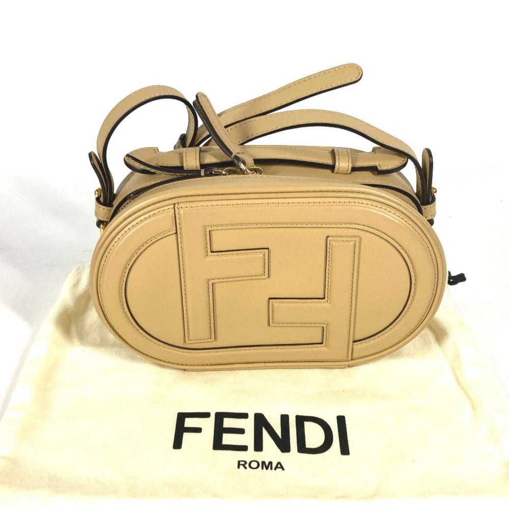 Beige Leather Fendi Shoulder Bag