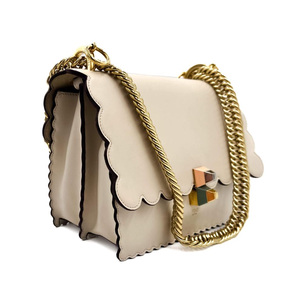 Beige Leather Fendi Shoulder Bag