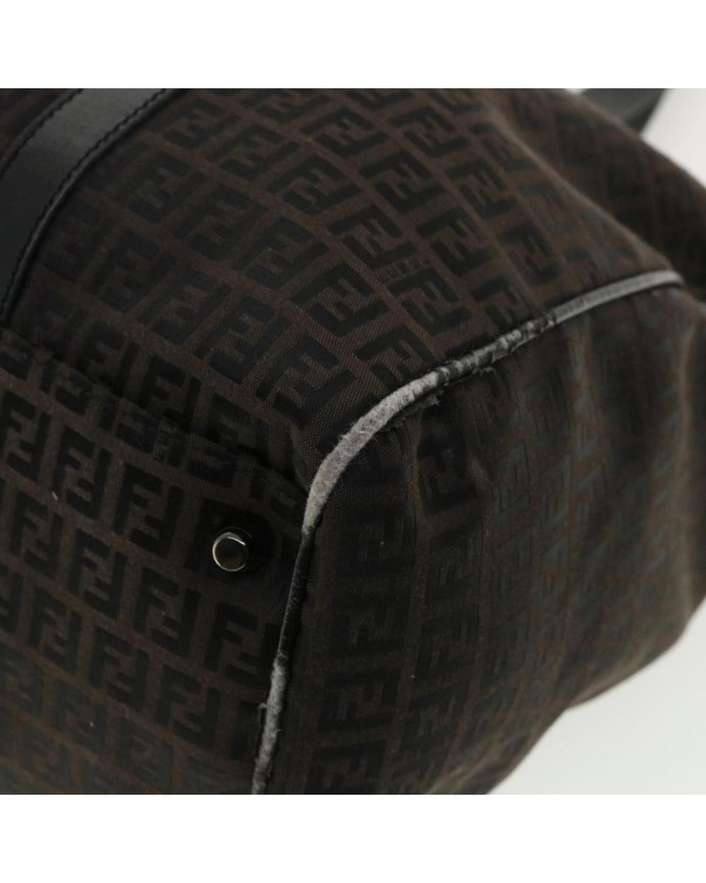 Black Canvas Fendi Boston Bag