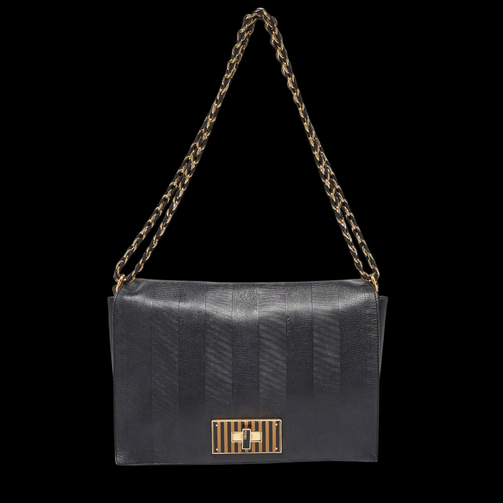 Black Leather Fendi Shoulder Bag