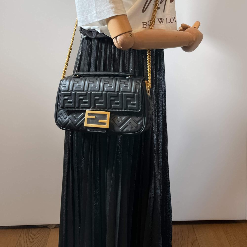 Black Leather Fendi Baguette