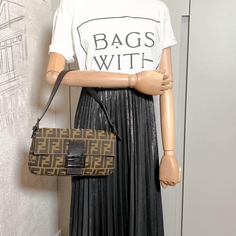 Brown Canvas Fendi Baguette