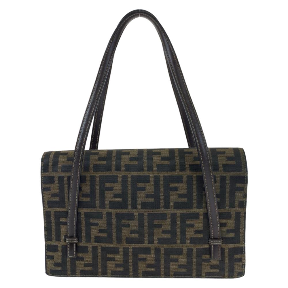 Brown Canvas Fendi Shoulder Bag