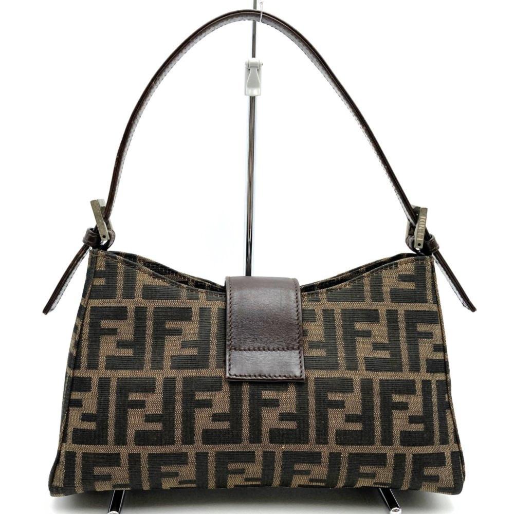 Brown Canvas Fendi Shoulder Bag