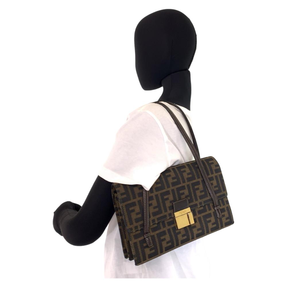 Brown Canvas Fendi Shoulder Bag
