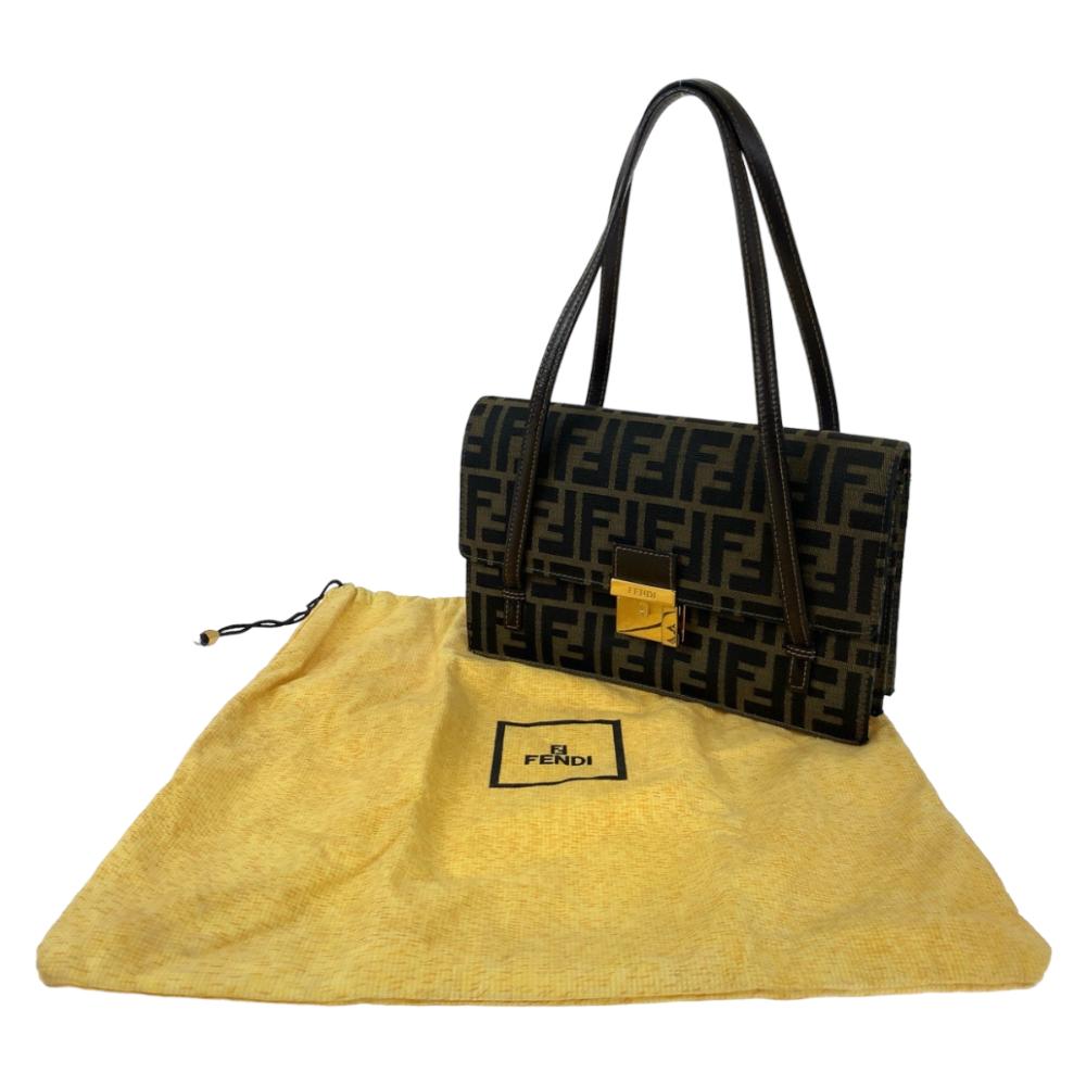 Brown Canvas Fendi Shoulder Bag