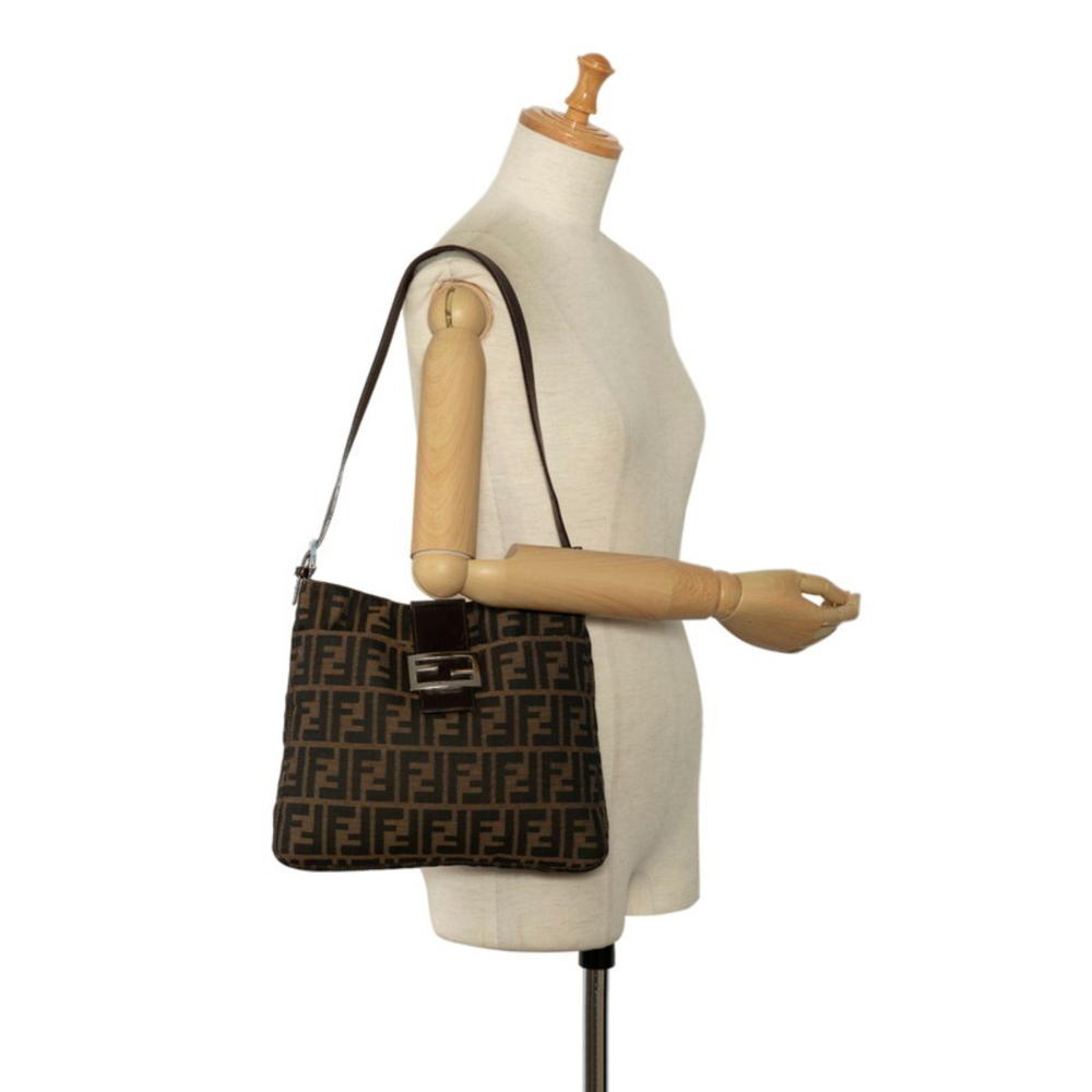 Brown Canvas Fendi Shoulder Bag