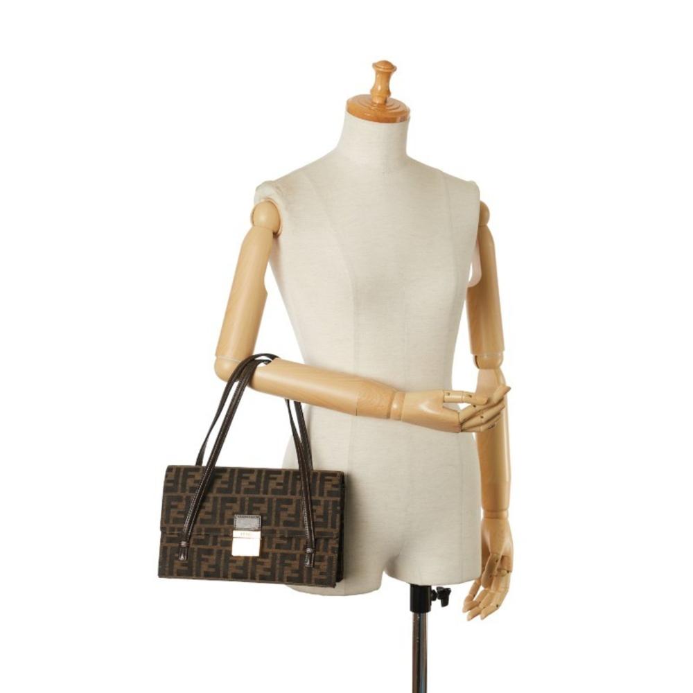 Brown Canvas Fendi Shoulder Bag