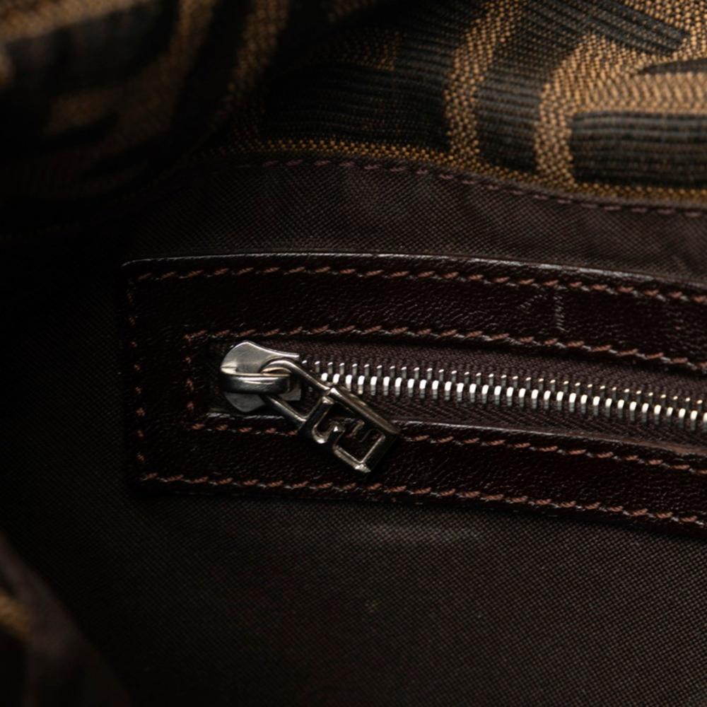 Brown Canvas Fendi Shoulder Bag
