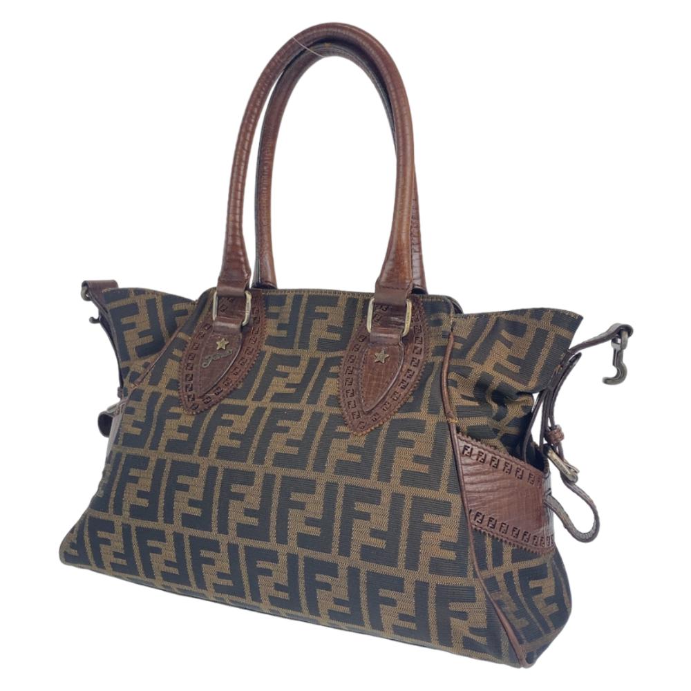 Brown Canvas Fendi Zucca Pochette