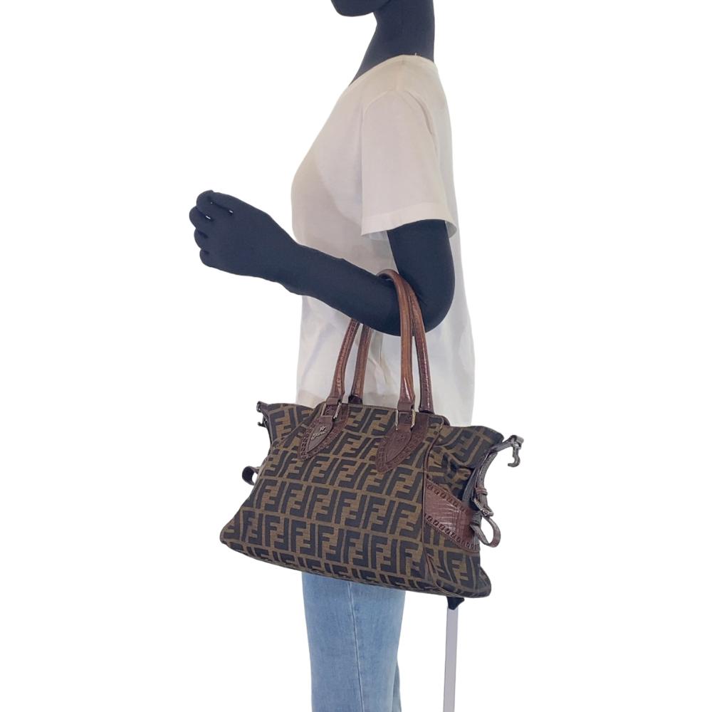 Brown Canvas Fendi Zucca Pochette
