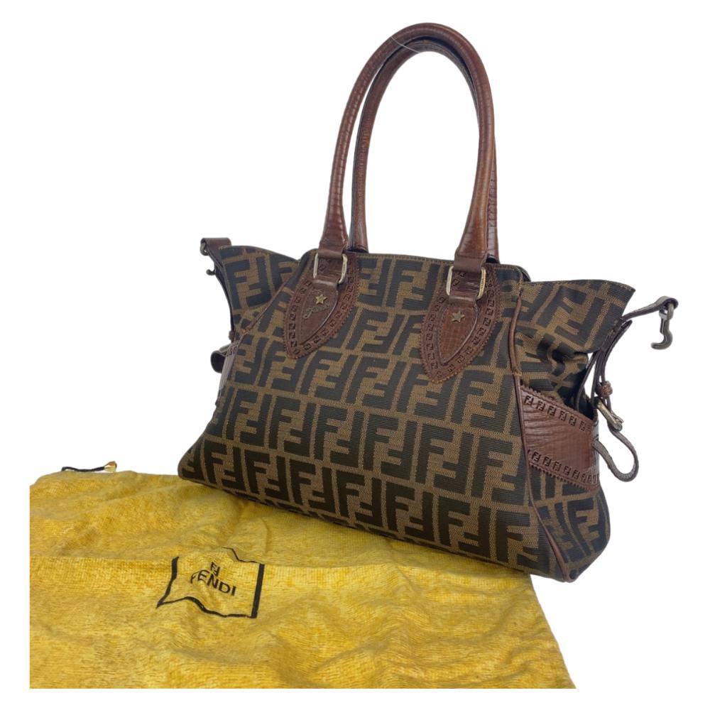 Brown Canvas Fendi Zucca Pochette