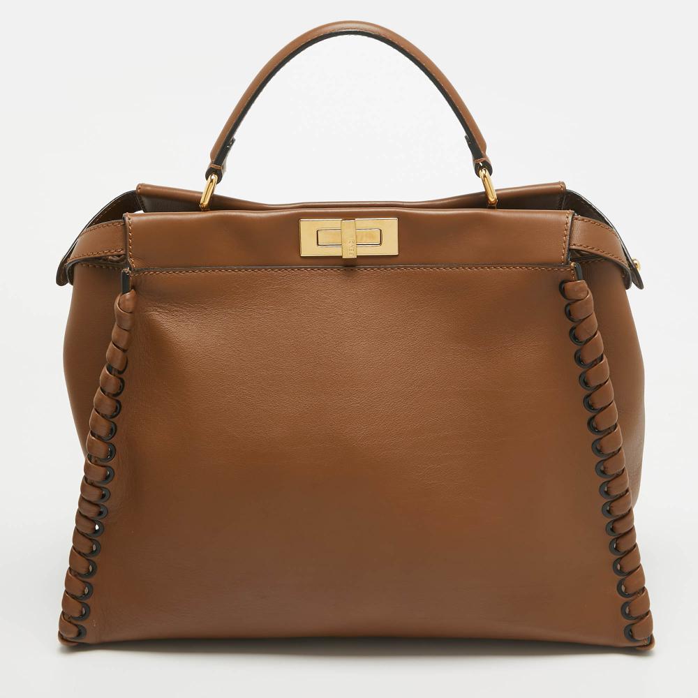 Brown Leather Fendi Peekaboo