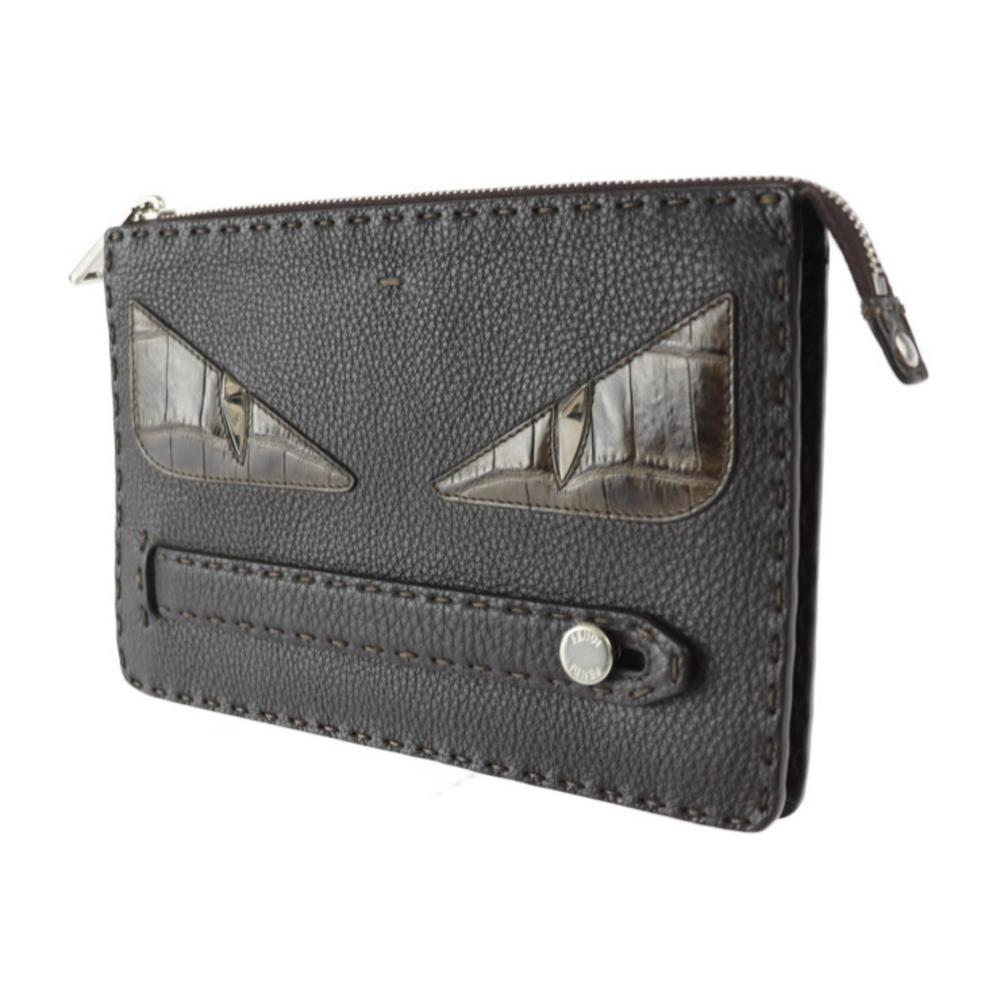 Brown Leather Fendi Clutch