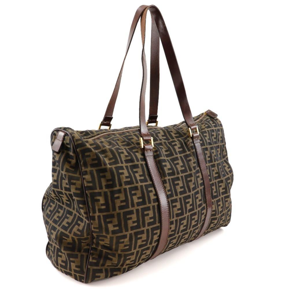 Brown Nylon Fendi Boston Bag