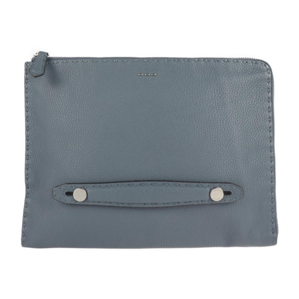 Grey Leather Fendi Clutch