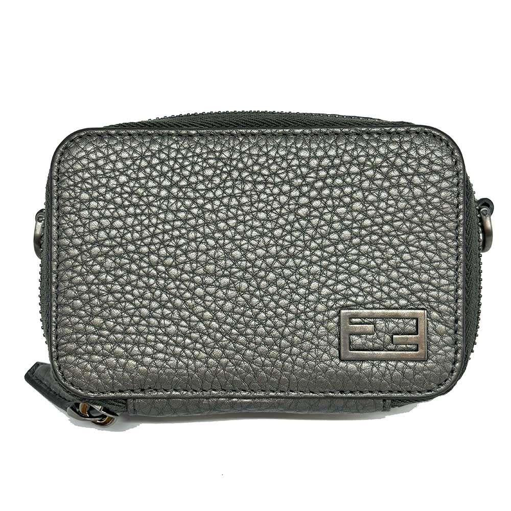 Grey Leather Fendi Crossbody Bag