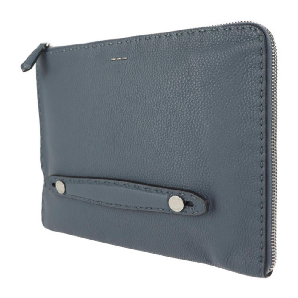 Grey Leather Fendi Clutch