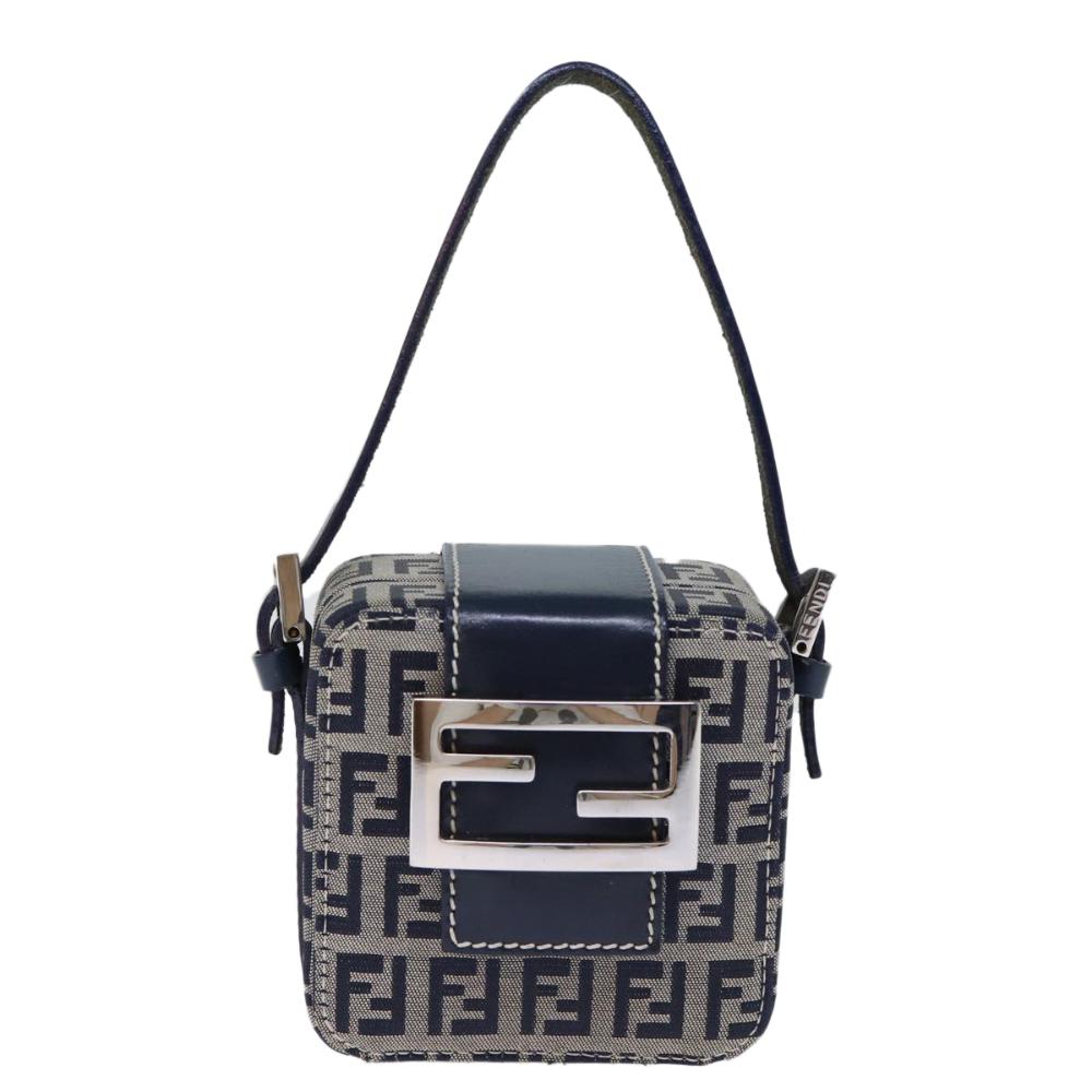 Navy Canvas Fendi Shoulder Bag