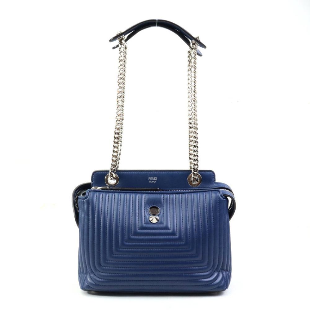 Navy Leather Fendi Shoulder Bag