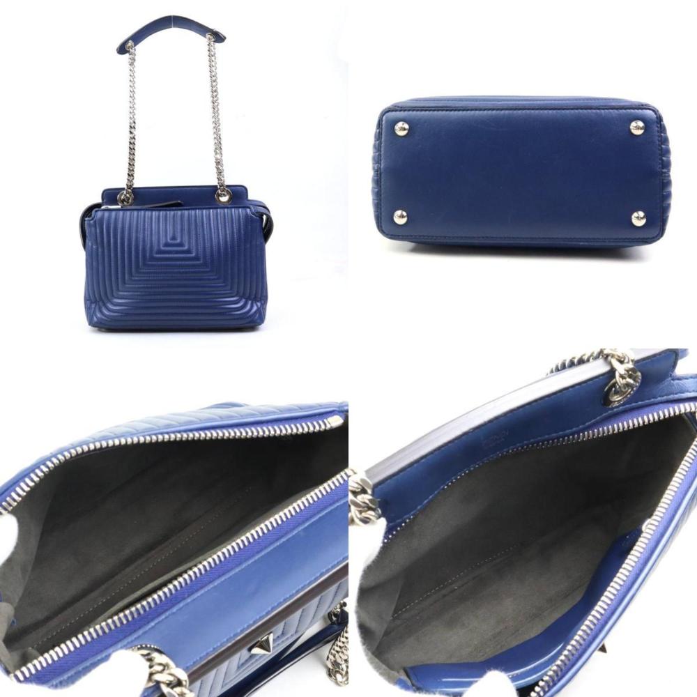 Navy Leather Fendi Shoulder Bag