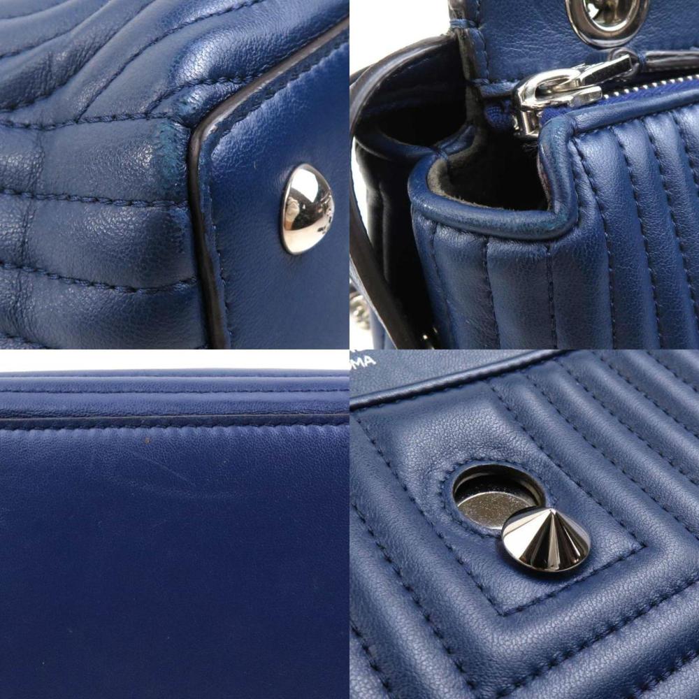 Navy Leather Fendi Shoulder Bag