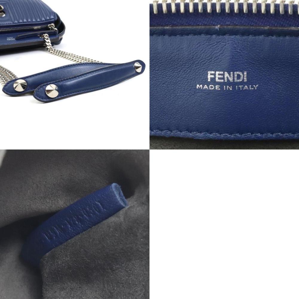 Navy Leather Fendi Shoulder Bag