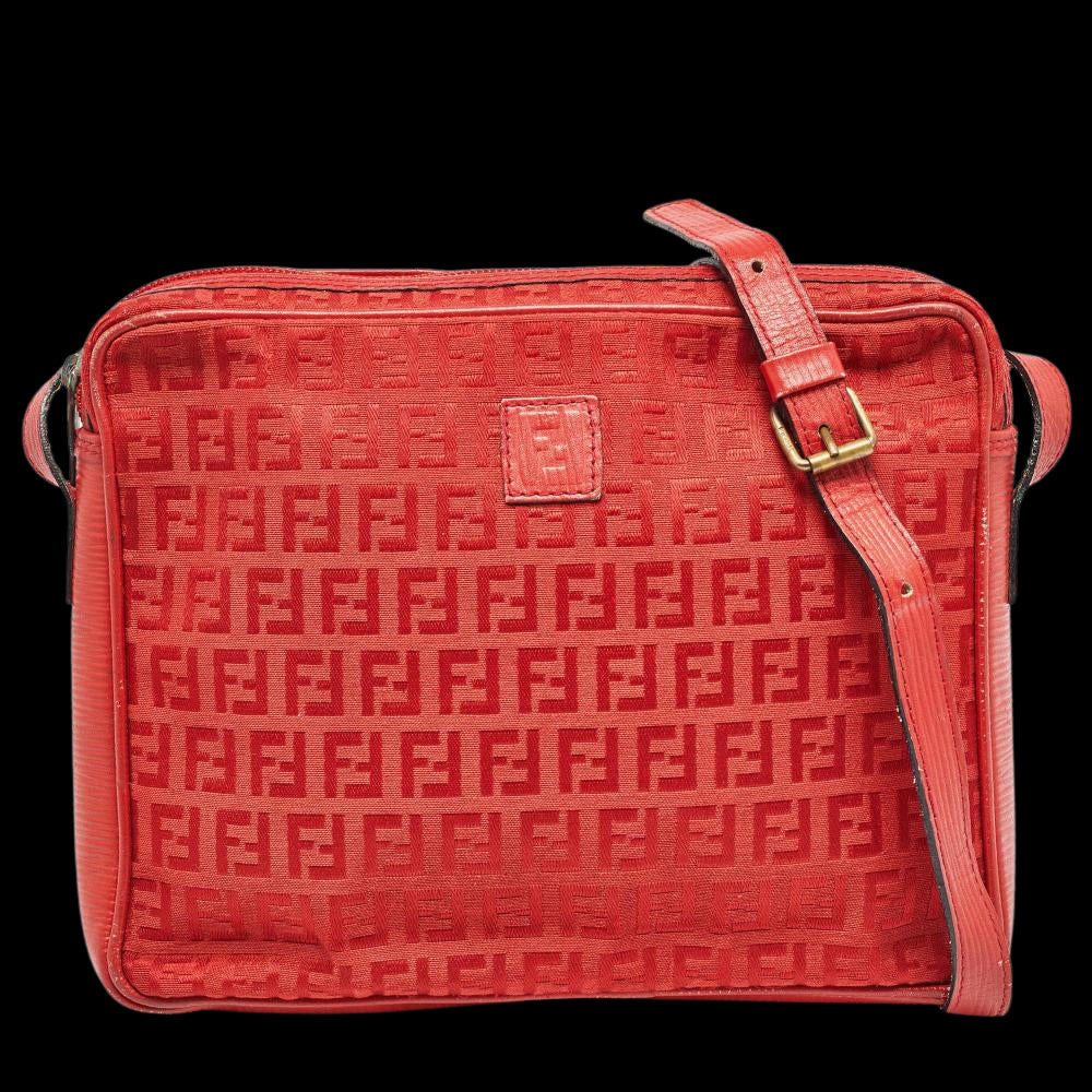 Red Canvas Fendi Crossbody Bag