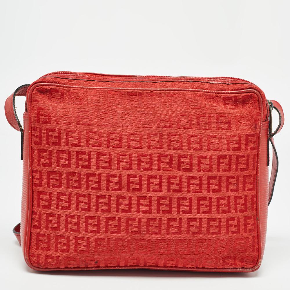 Red Canvas Fendi Crossbody Bag