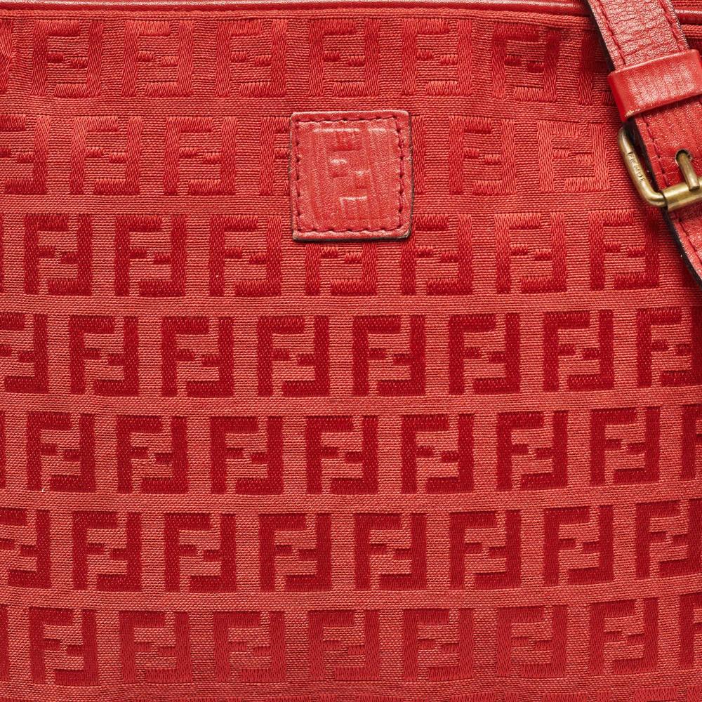 Red Canvas Fendi Crossbody Bag