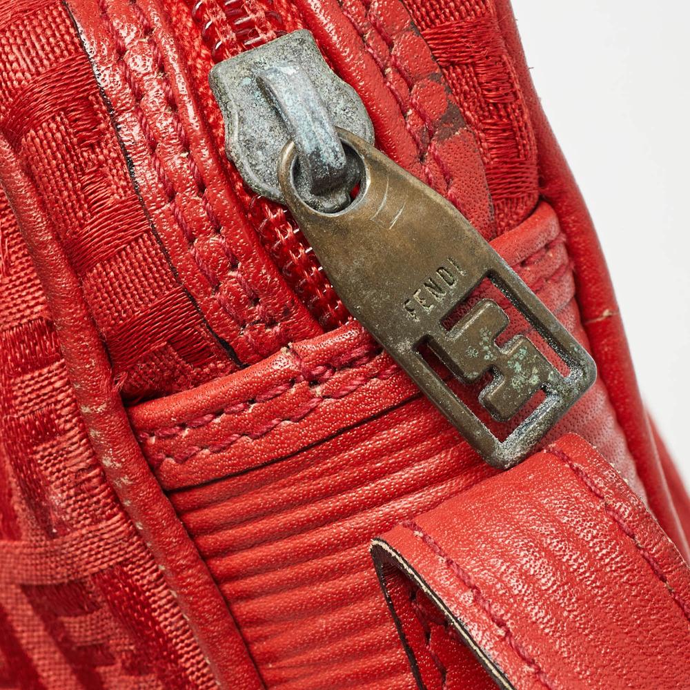 Red Canvas Fendi Crossbody Bag