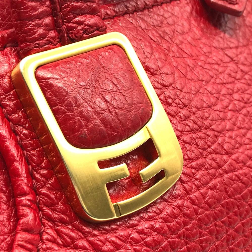 Red Leather Fendi Shoulder Bag