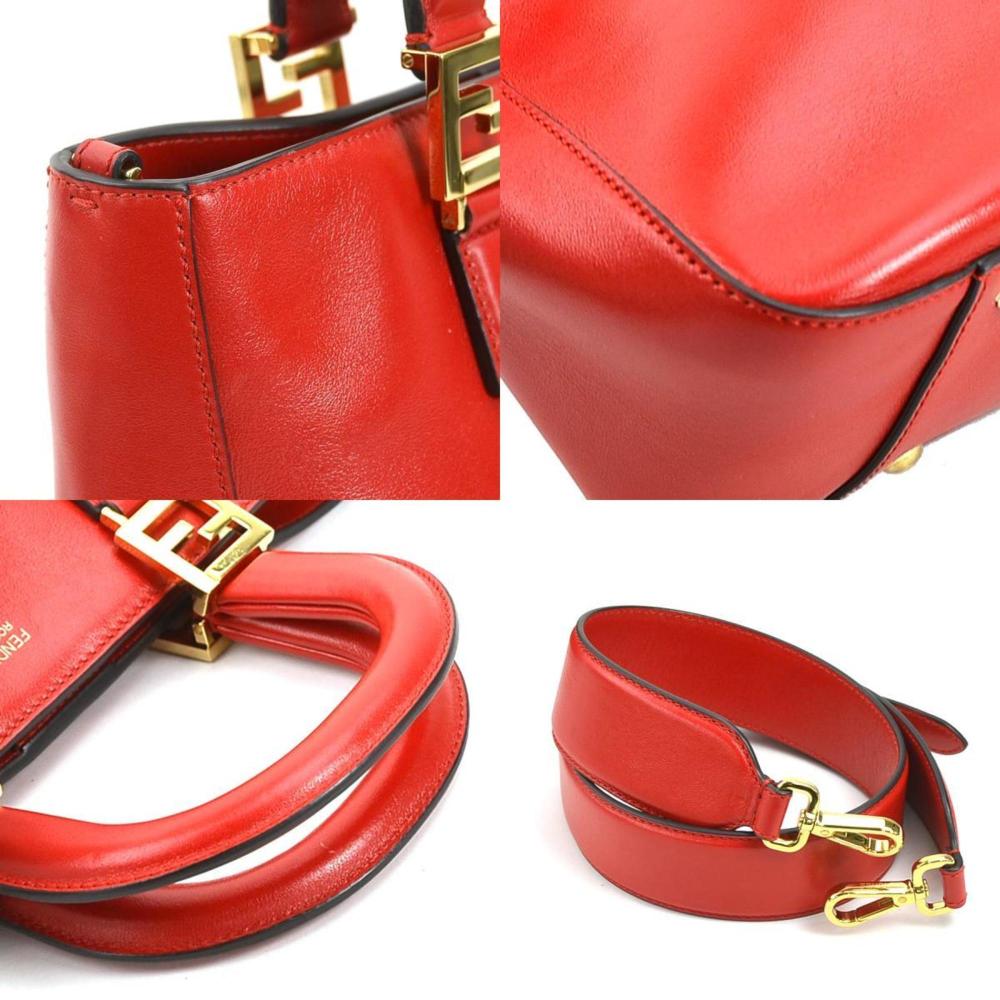 Red Leather Fendi Shoulder Bag