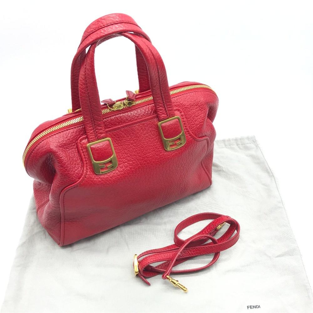 Red Leather Fendi Shoulder Bag