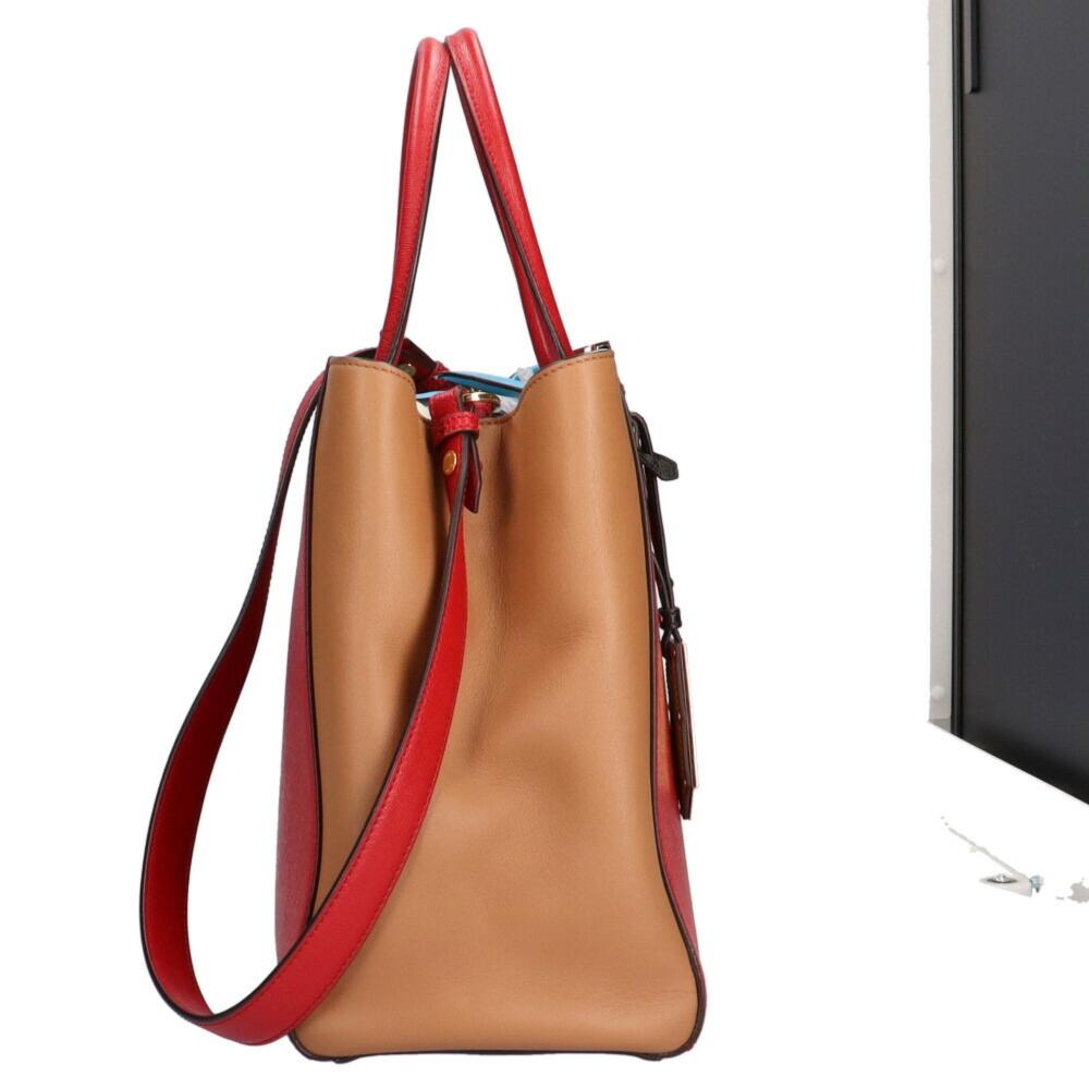 Red Leather Fendi Shoulder Bag
