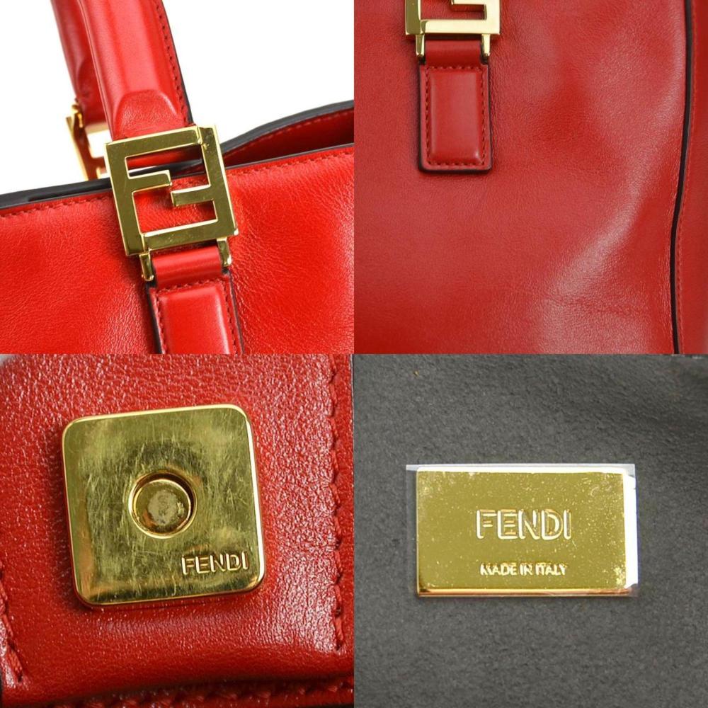 Red Leather Fendi Shoulder Bag
